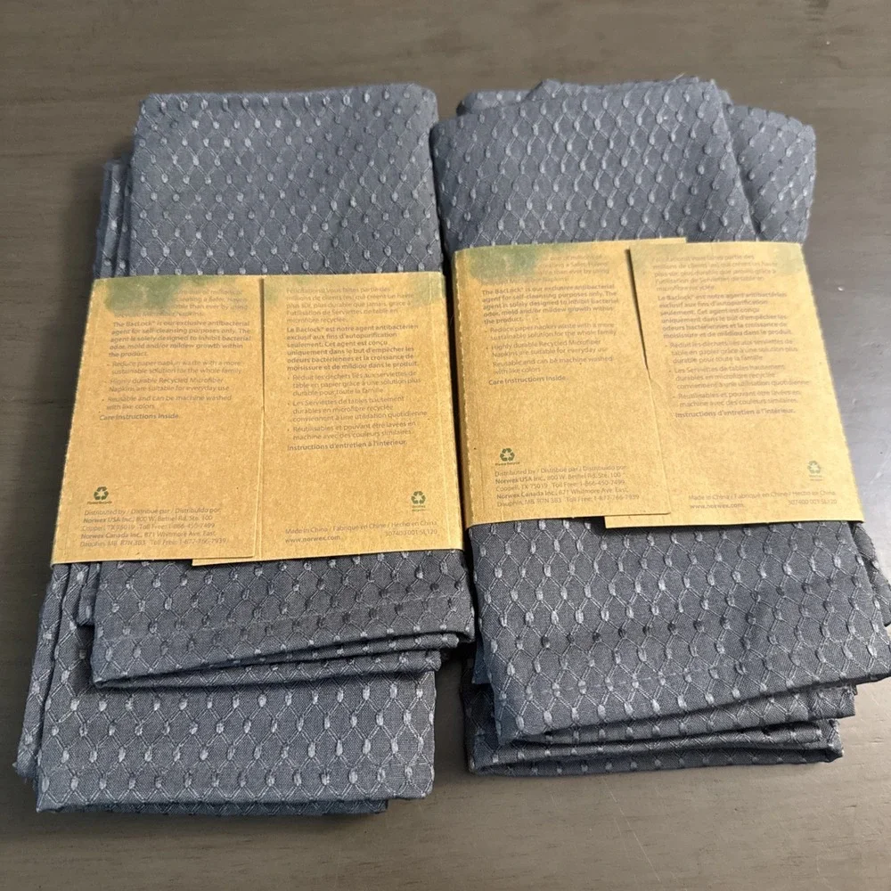 Norwex Counter Cloth Napkins 2  Set of 4 New In Package Gray 8 Total